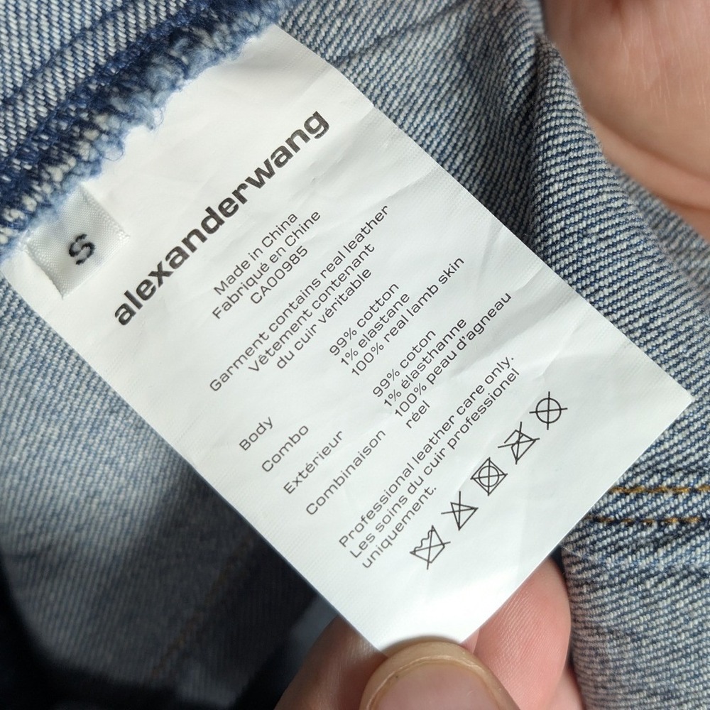 Alexander Wang Blue Denim Button-Down Shirt with Black Collar - Picture 3 of 9